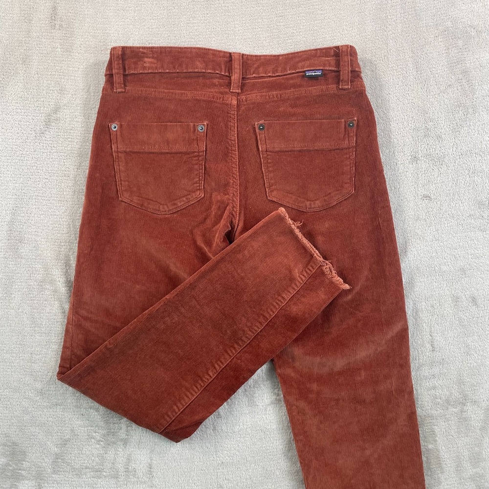 Patagonia Fitted Corduroy Pants Women 28x27 Brown Cut Off Frayed Hem Organic